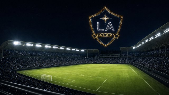 The Galaxy crest made of the crowd's lights