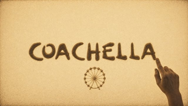 Coachella written in sand